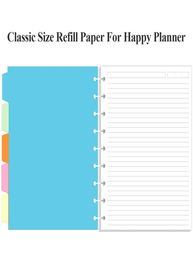 Yaridar 9 Disc Lined Paper Refills for Happy Planners - 100 Sheets/200 Pages Classic Size Lined Paper with 5 Sheets Dividers, 7" x 9.25" - Image 3