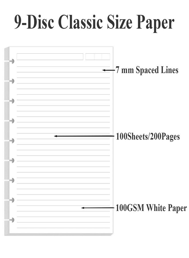 Yaridar 9 Disc Lined Paper Refills for Happy Planners - 100 Sheets/200 Pages Classic Size Lined Paper with 5 Sheets Dividers, 7" x 9.25" - Image 5