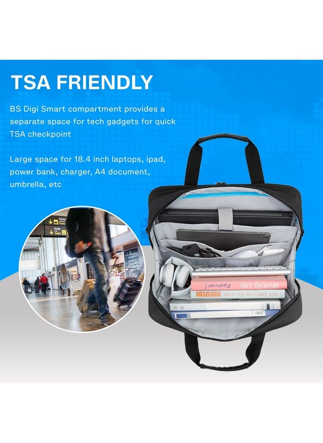 BAGSMART BAGSMART 18 Inch Laptop Bag, Expandable Briefcase, Computer Bag Men Women, Laptop Shoulder Bag, Work Bag Business Travel Office - Black  - Image 4