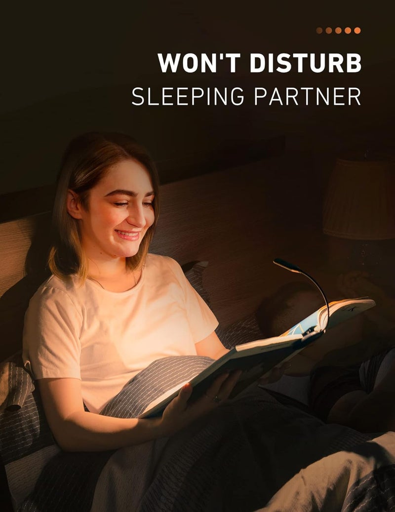 XERGY Book Lights for Reading at Night in Bed, 80 Hours Runtime Rechargeable Reading Lights for Books in Bed, 3 Brightness Levels × 3 Color Temperatures, Lightweight - Image 4