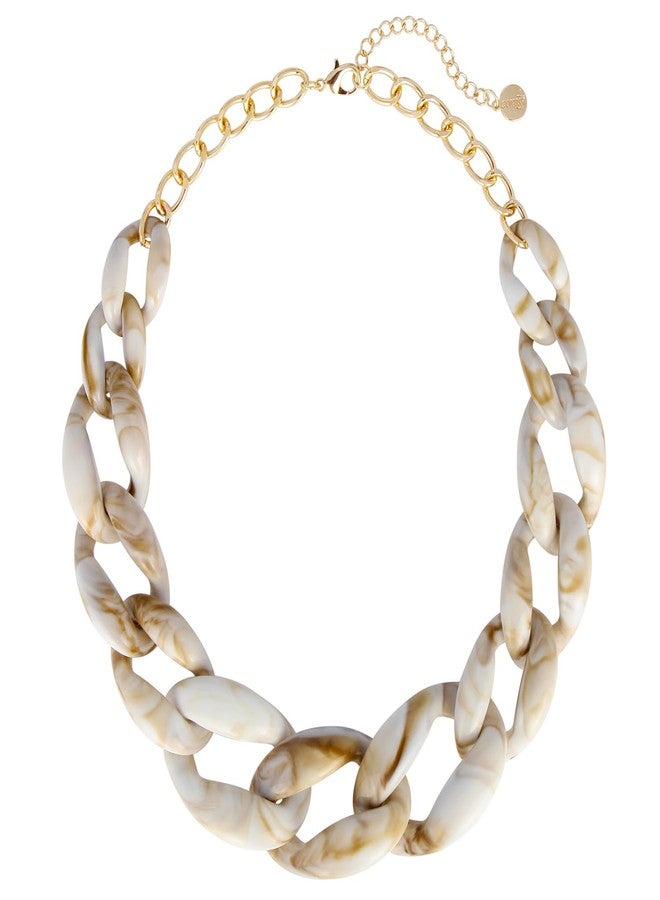 Coiris Statement Chunky Acrylic Chain Link Choker Necklace Fashion Women Collar Necklaces Acrylic Resin Chain Necklace(N0097-Texture Beige) - Image 1