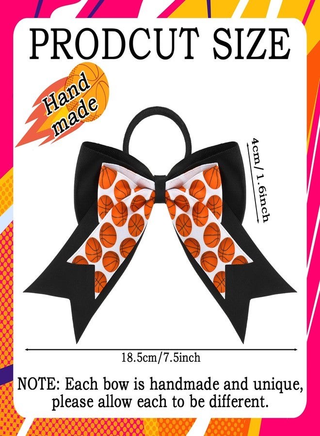 MTLEE 24 Pieces Basketball Hair Accessories Basketball Ballet Hair Bows Cheerleader Bows Elastic Scrunchies Ribbon Hairbands Ponytail Holder Sport Accessories for Girls Players Teams - Image 2