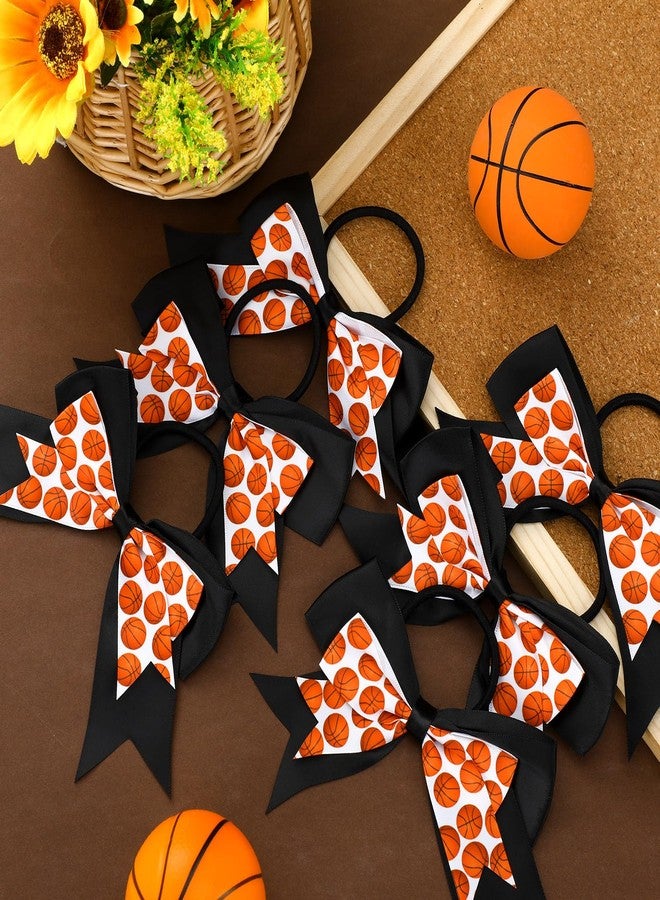 MTLEE 24 Pieces Basketball Hair Accessories Basketball Ballet Hair Bows Cheerleader Bows Elastic Scrunchies Ribbon Hairbands Ponytail Holder Sport Accessories for Girls Players Teams - Image 4