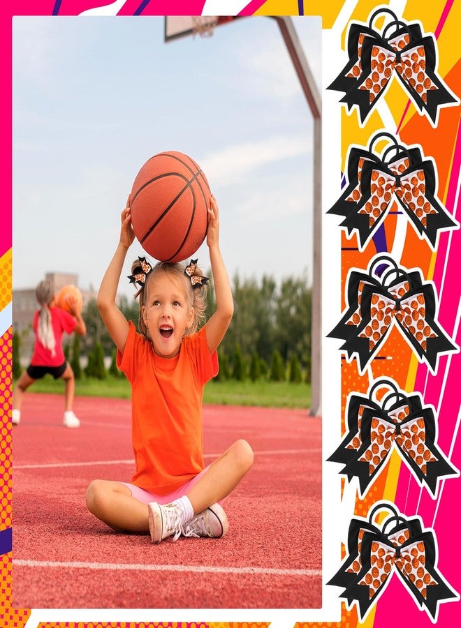 MTLEE 24 Pieces Basketball Hair Accessories Basketball Ballet Hair Bows Cheerleader Bows Elastic Scrunchies Ribbon Hairbands Ponytail Holder Sport Accessories for Girls Players Teams - Image 5