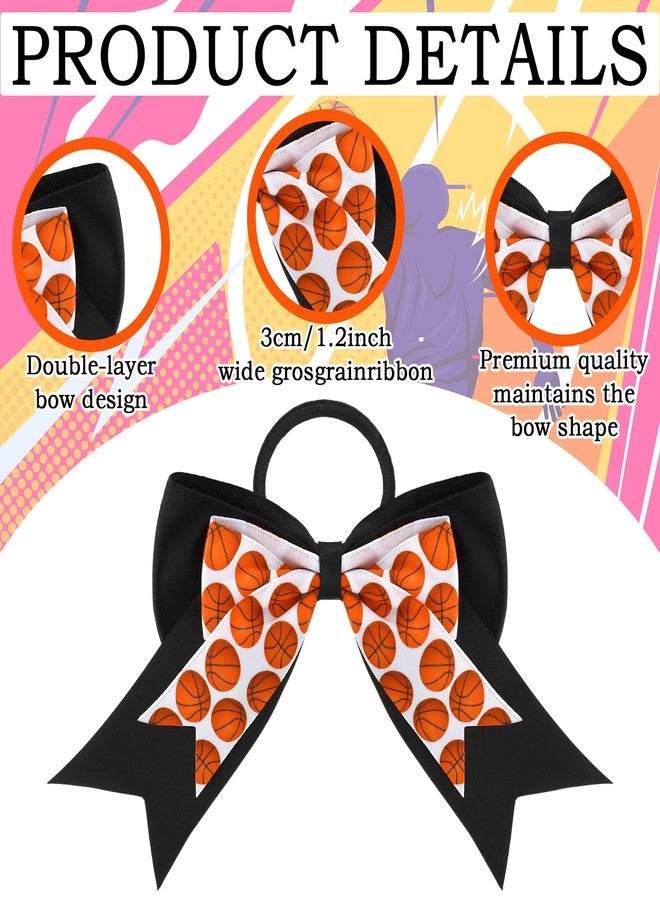 MTLEE 24 Pieces Basketball Hair Accessories Basketball Ballet Hair Bows Cheerleader Bows Elastic Scrunchies Ribbon Hairbands Ponytail Holder Sport Accessories for Girls Players Teams - Image 3