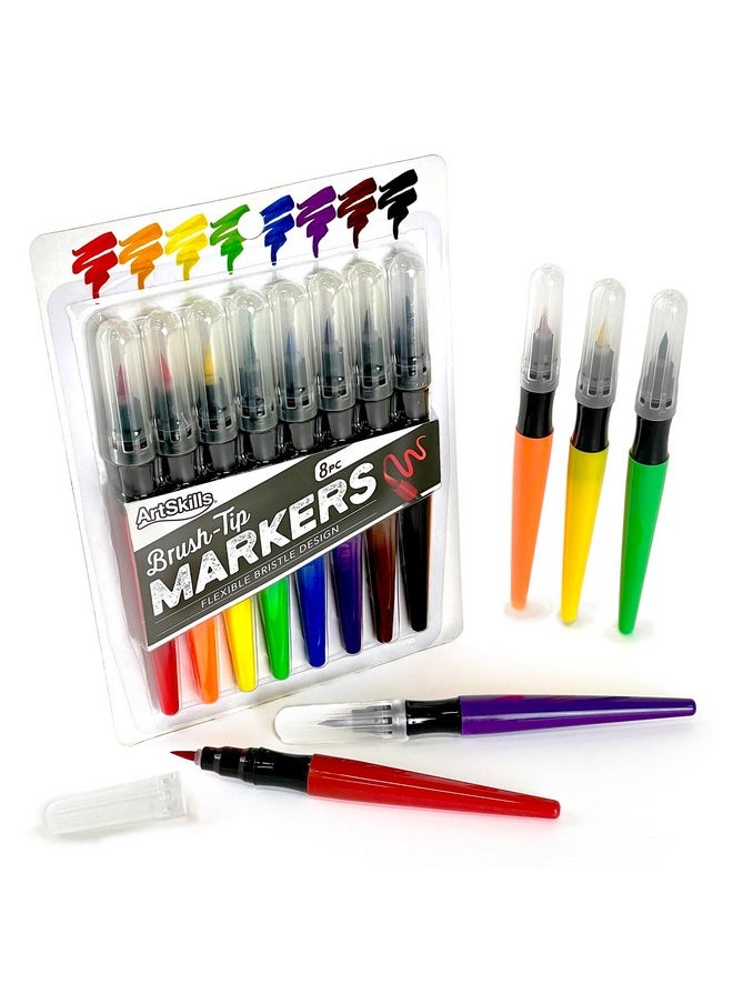 ArtSkills - Brush Tip Markers Flexible Paint Brush Markers For Lettering And Calligraphy Pens Art Markers For Artists - Image 1