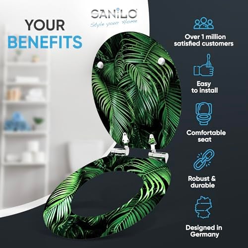 SANILO Wooden Toilet Seat with Soft Close [ROUND] - Decorative, Quiet & Slow Close Molded Wood Seat - With Strong Bumpers & Hinges - Adjustable Fit – Palmdream - Image 2