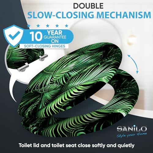 SANILO Wooden Toilet Seat with Soft Close [ROUND] - Decorative, Quiet & Slow Close Molded Wood Seat - With Strong Bumpers & Hinges - Adjustable Fit – Palmdream - Image 3