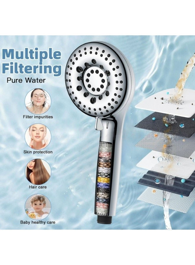 رأس دش، 8 وظائف + 2 رأس دش عالي الضغط مع يد، وضع إيقاف مؤقت مدمج و 2 غسيل قوي، فوهات غير مسدودة رأس دش يدوي عالي التدفق - Image 4