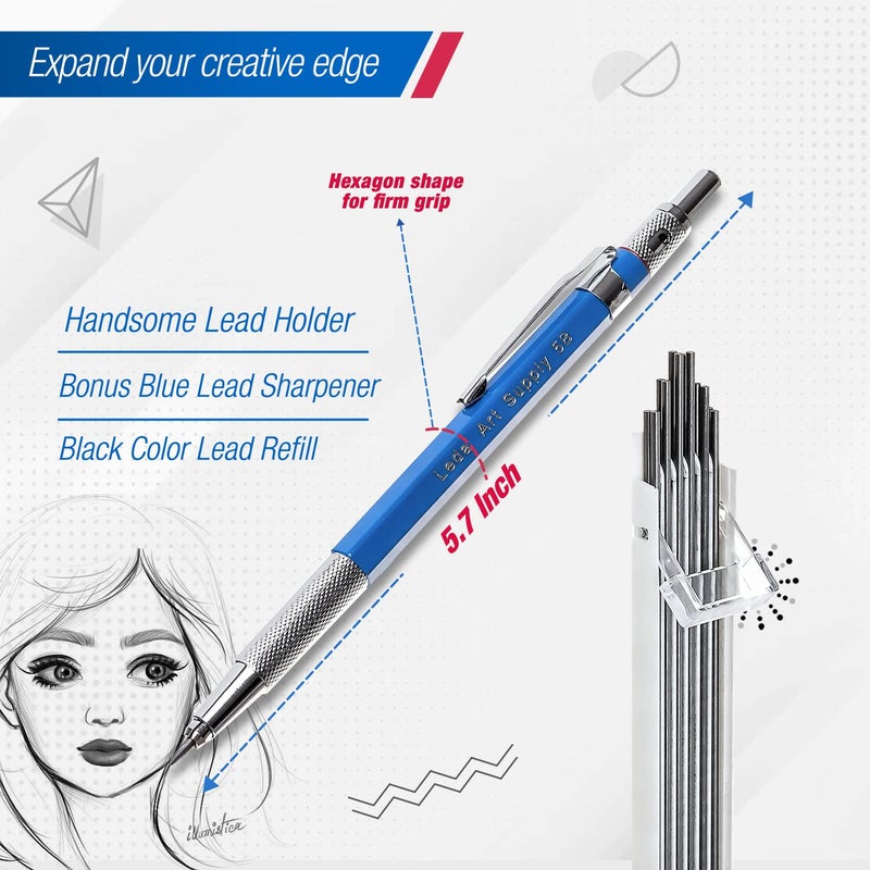 Leda Art Supply مجموعة أقلام رصاص ميكانيكية ليدا 2.0 مم مع 12 قطعة من إعادة تعبئة الرصاص ومبراة واحدة مثالية للرسم والتخطيط والفن المختلط - Image 2