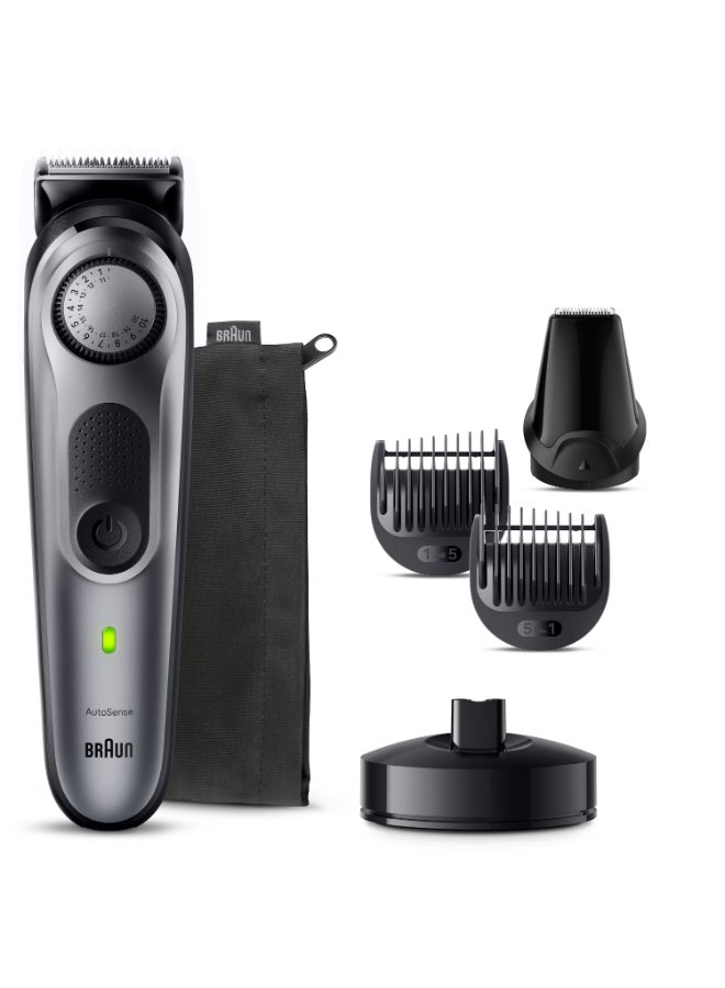BRAUN Series 7 Men's Beard Trimmer with Best PRO Blade, 40 Adjustable Lengths, Beard Template, Cordless Waterproof Design Silver/Black - Image 2