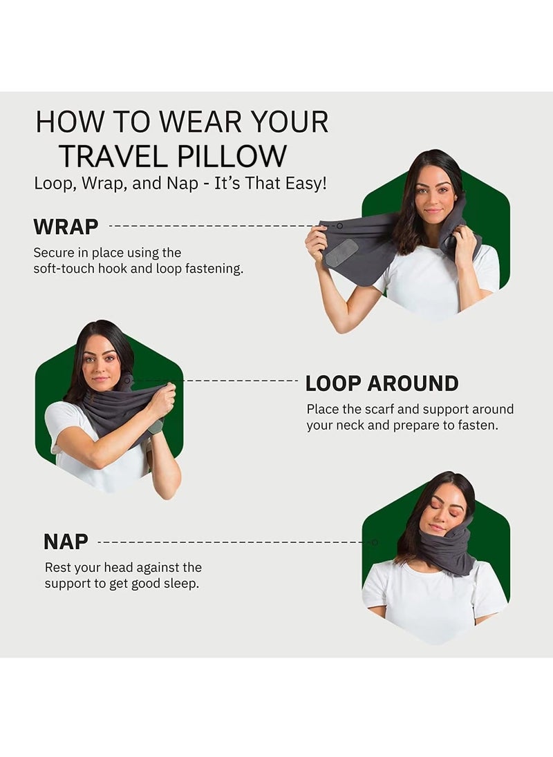 TRAVEL - Neck Support Travel Pillow - Super Soft Neck Pillow with Shoulder Support and Cozy Cushioning Lightweight and Easy to Carry For Airplane Car Train Bus or office-Machine Washable (Black) - Image 1