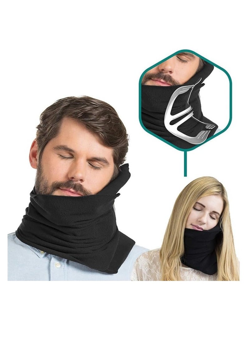 TRAVEL - Neck Support Travel Pillow - Super Soft Neck Pillow with Shoulder Support and Cozy Cushioning Lightweight and Easy to Carry For Airplane Car Train Bus or office-Machine Washable (Black) - Image 1