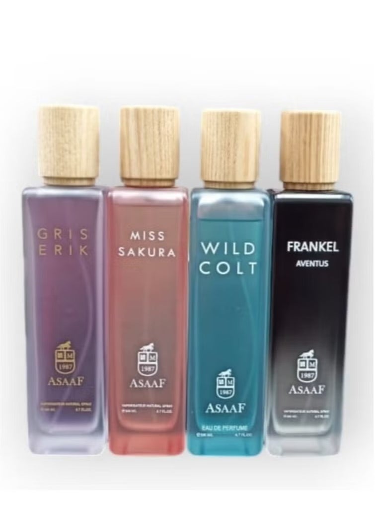 عساف - بكج عساف ( مس ساكورا + وايلد كولت + جريس ايرك+فرانكل افنتوس ) 4*لكل عطر 200 ملي - Image 1