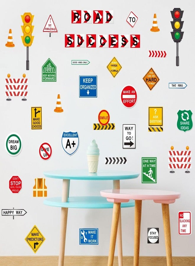 YIMEHDAN Road to Success Wall Decal, Inspirational Quote Traffic Sign Vinyl Wall Stickers, Removable Street Transportation Educational Artwork for Classroom Office Playroom Decor - Image 4