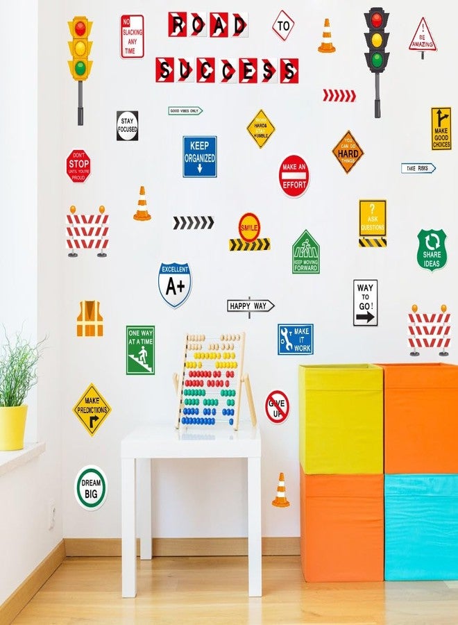 YIMEHDAN Road to Success Wall Decal, Inspirational Quote Traffic Sign Vinyl Wall Stickers, Removable Street Transportation Educational Artwork for Classroom Office Playroom Decor - Image 2