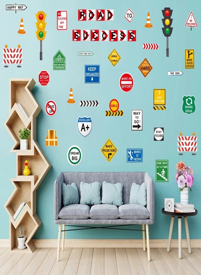 YIMEHDAN Road to Success Wall Decal, Inspirational Quote Traffic Sign Vinyl Wall Stickers, Removable Street Transportation Educational Artwork for Classroom Office Playroom Decor - Image 5