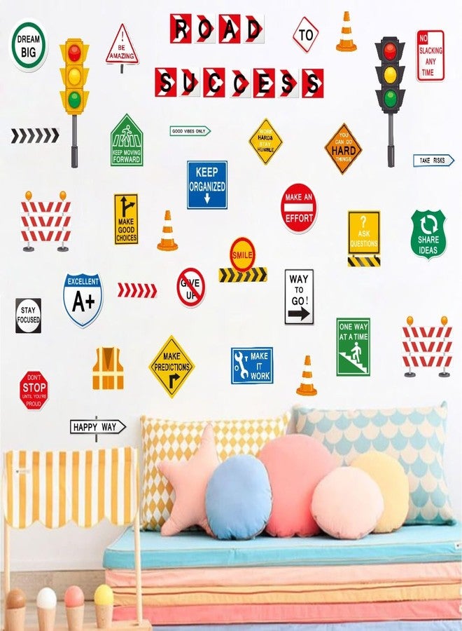 YIMEHDAN Road to Success Wall Decal, Inspirational Quote Traffic Sign Vinyl Wall Stickers, Removable Street Transportation Educational Artwork for Classroom Office Playroom Decor - Image 3