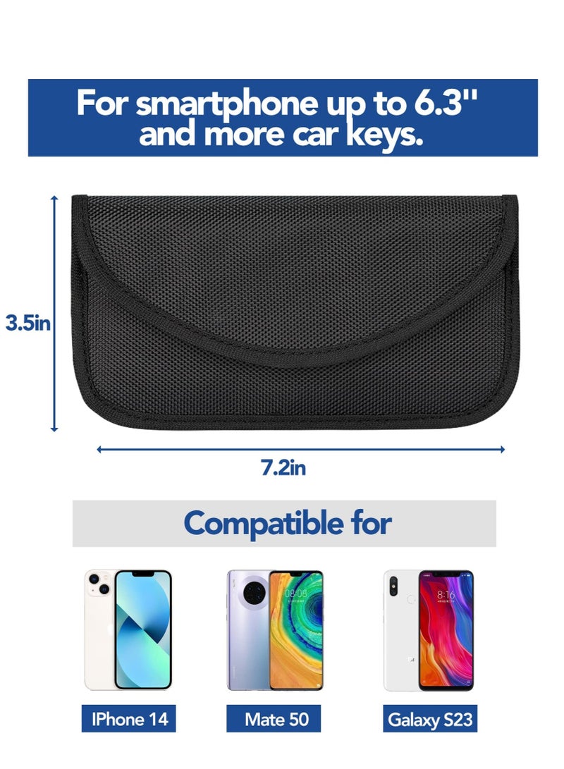 WJBB Signal Blocking Bag 2 Packs RFID Faraday Pouch Anti-Spy Privacy Protection for Phones Black 20cm x 10.5cm - Image 4