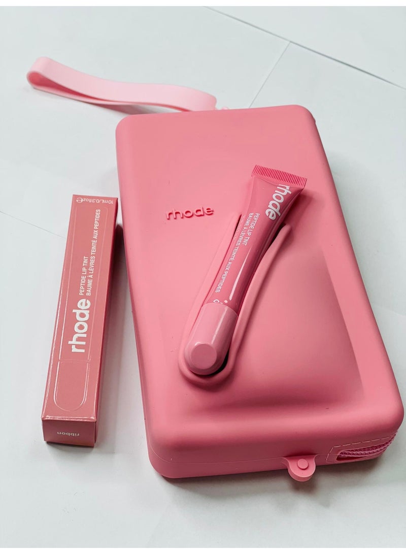 Rhode Pouch Bag with Adjustable Strap and Lip Gloss – Stylish, Compact, and Perfect for On-the-Go Beauty and Everyday Essential (PINK) - Image 3