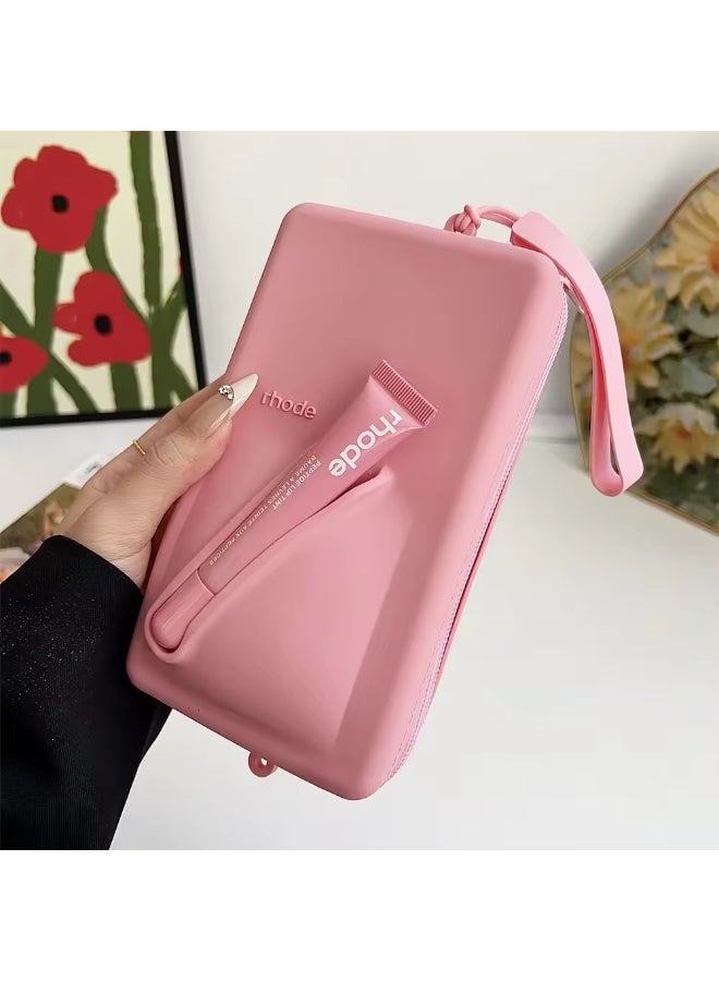 Rhode Pouch Bag with Adjustable Strap and Lip Gloss – Stylish, Compact, and Perfect for On-the-Go Beauty and Everyday Essential (PINK) - Image 1