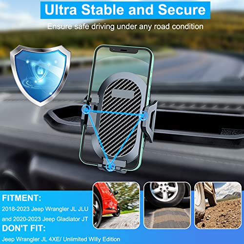 DIAMOOKY حامل هاتف DIAMOOKY لجيب رانجلر JL JLU من 2018-2023 وجيب غلادياتور JT من 2020 2021 2022 2023 مع حامل متعدد الاستخدامات ودرج تخزين، غير مناسب لرانجلر 4xe - Image 3