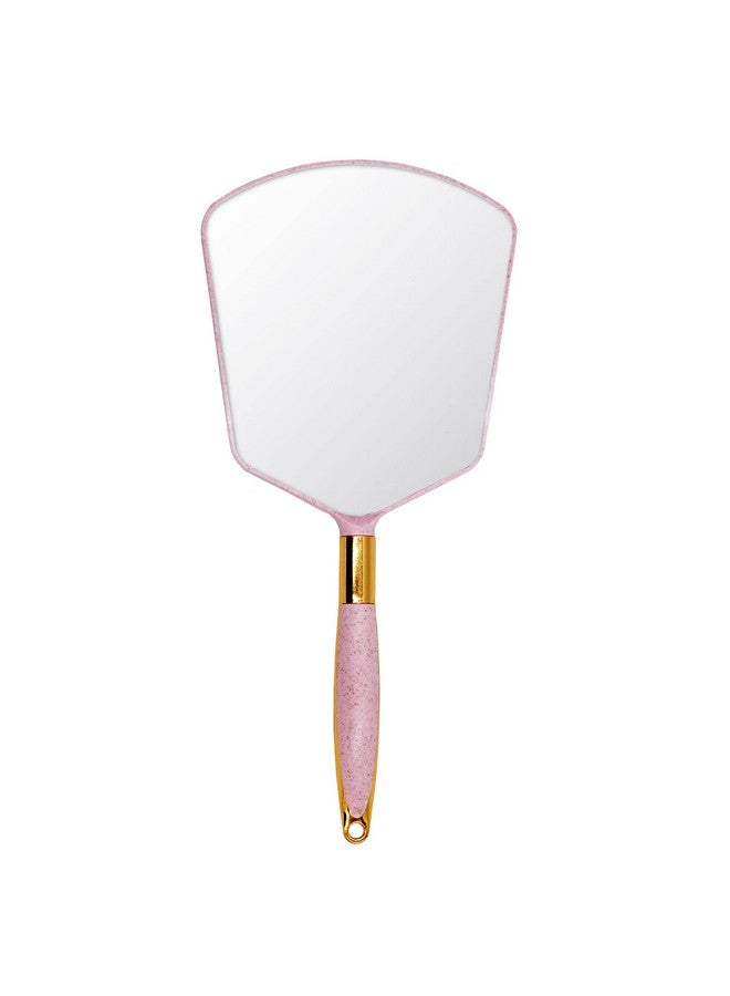 Eaoundm Hand Held Mirror With Handle Makeup Hand Mirror With Hook Hole For Bathroom And Bedroom Barbers Haircut Mirror For Home And Salon (6 W X13 L Inchs Pink) - Image 1