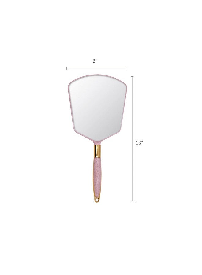 Eaoundm Hand Held Mirror With Handle Makeup Hand Mirror With Hook Hole For Bathroom And Bedroom Barbers Haircut Mirror For Home And Salon (6 W X13 L Inchs Pink) - Image 3