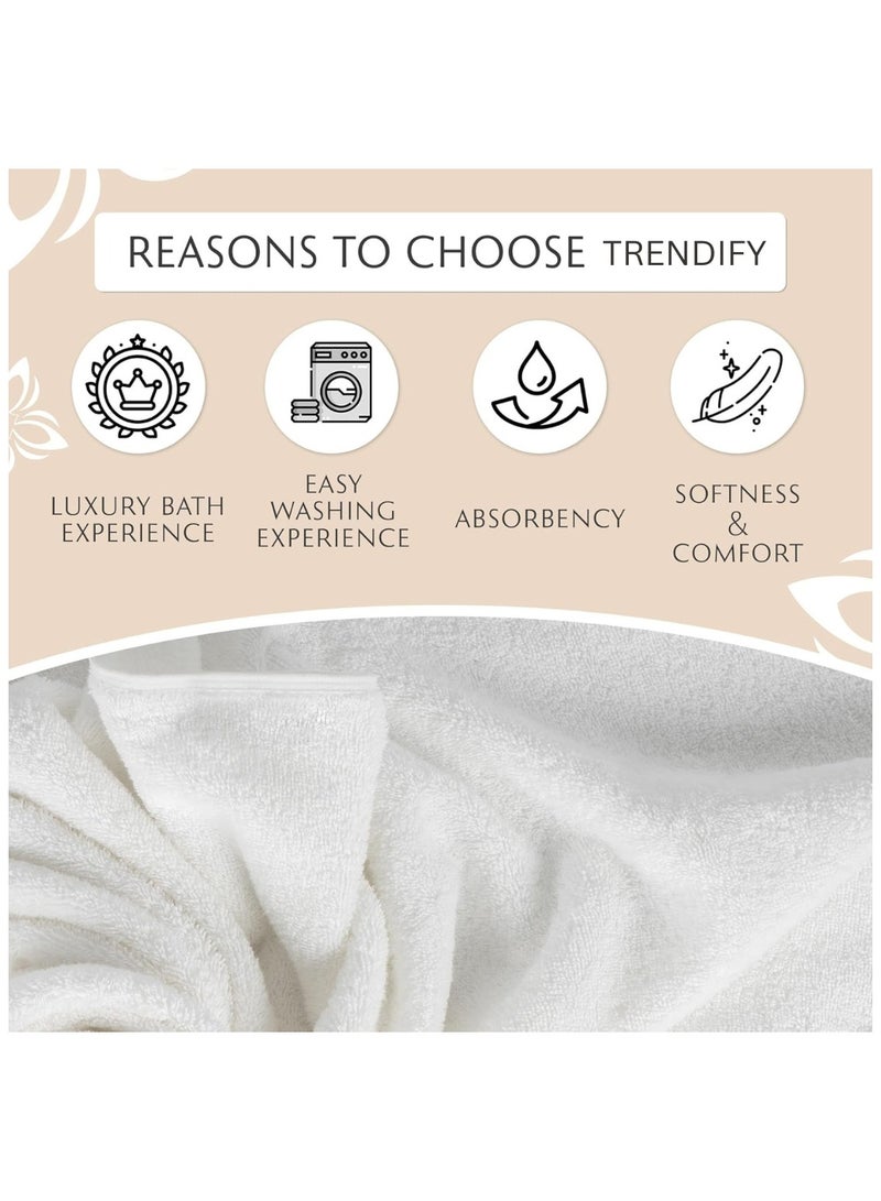 Trendify Luxury Cotton Bath Towel - 100% Combed Cotton, 550 GSM Hotel & Spa Quality, Soft, Quick-Dry & Highly Absorbent, Bathroom Towel Large 67*139cm White (Single Pack) - Image 5