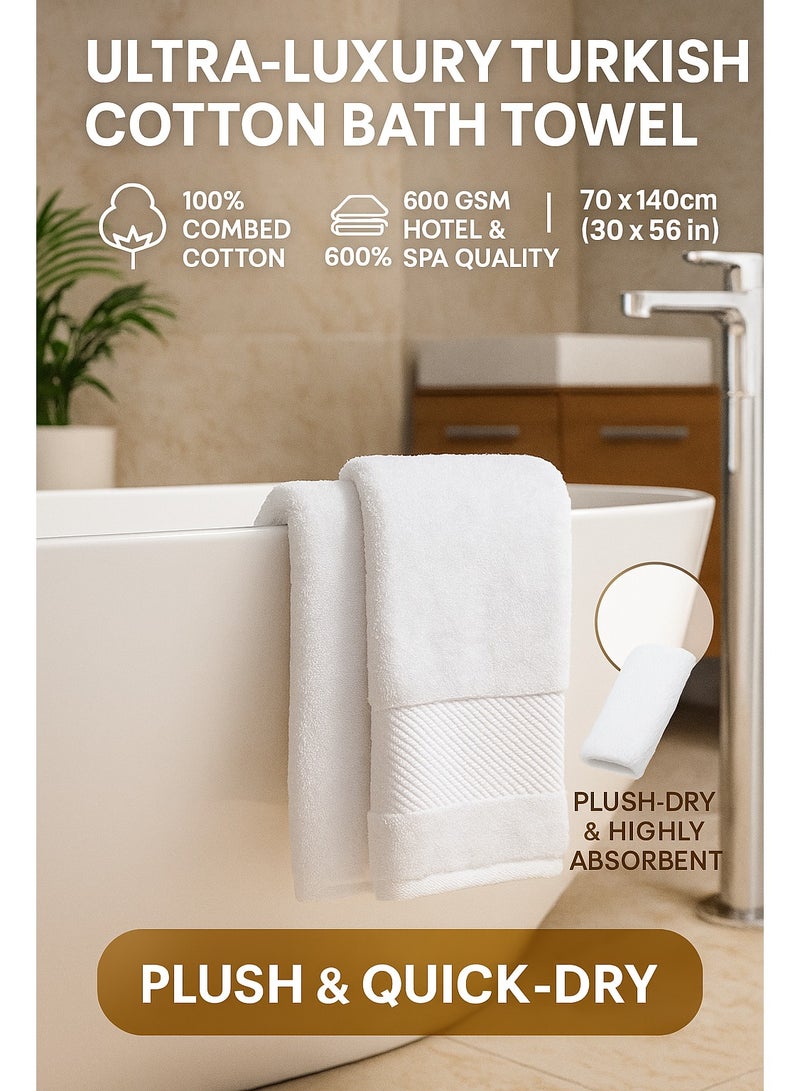 Trendify Luxury Cotton Bath Towel - 100% Combed Cotton, 550 GSM Hotel & Spa Quality, Soft, Quick-Dry & Highly Absorbent, Bathroom Towel Large 67*139cm White (Single Pack) - Image 2