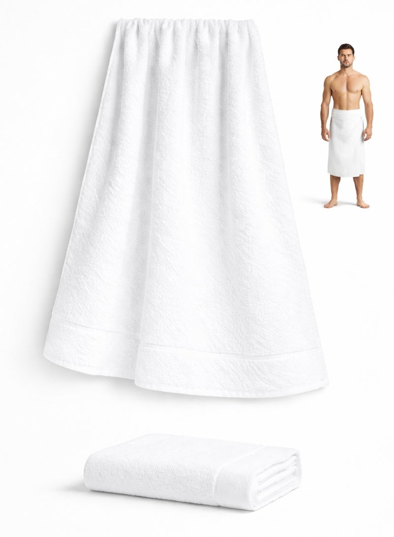 ترينفي منشفة حمام قطنية فاخرة - قطن ممشط 100%، جودة 550 جرامًا للمتر المربع للفنادق والمنتجعات الصحية، ناعمة وسريعة الجفاف وعالية الامتصاص، منشفة حمام كبيرة 67*139 سم بيضاء (عبوة واحدة) - Image 1