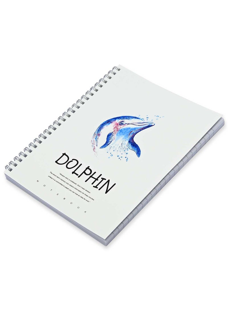 FIS Pack Of 5 Spiral Soft Cover Notebook, 96 Sheets A5 Dolphin Design 1 -FSNBSSCA596-DOL1 - Image 1