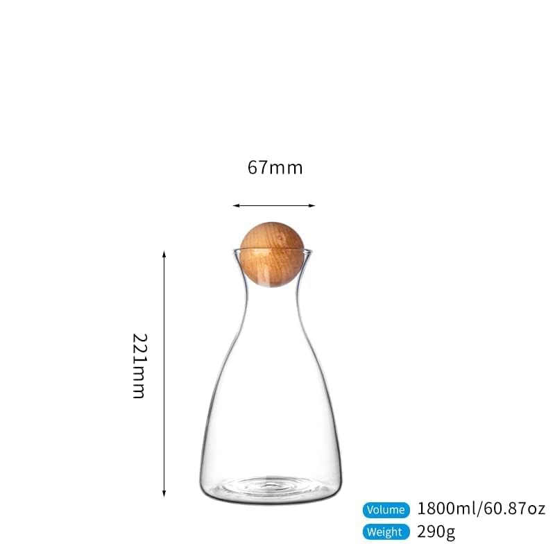 Glass Decanter Carafe with Wooden Stopper - 1700ML Transparent Pitcher for Whiskey, Wine, Scotch, Vodka, Bourbon, Beer, Water, Juice - Pack of 1  - Image 4