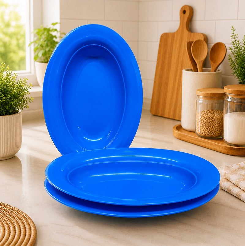 صينية تقديم بلاستيكية 3 قطع أزرق - Image 1