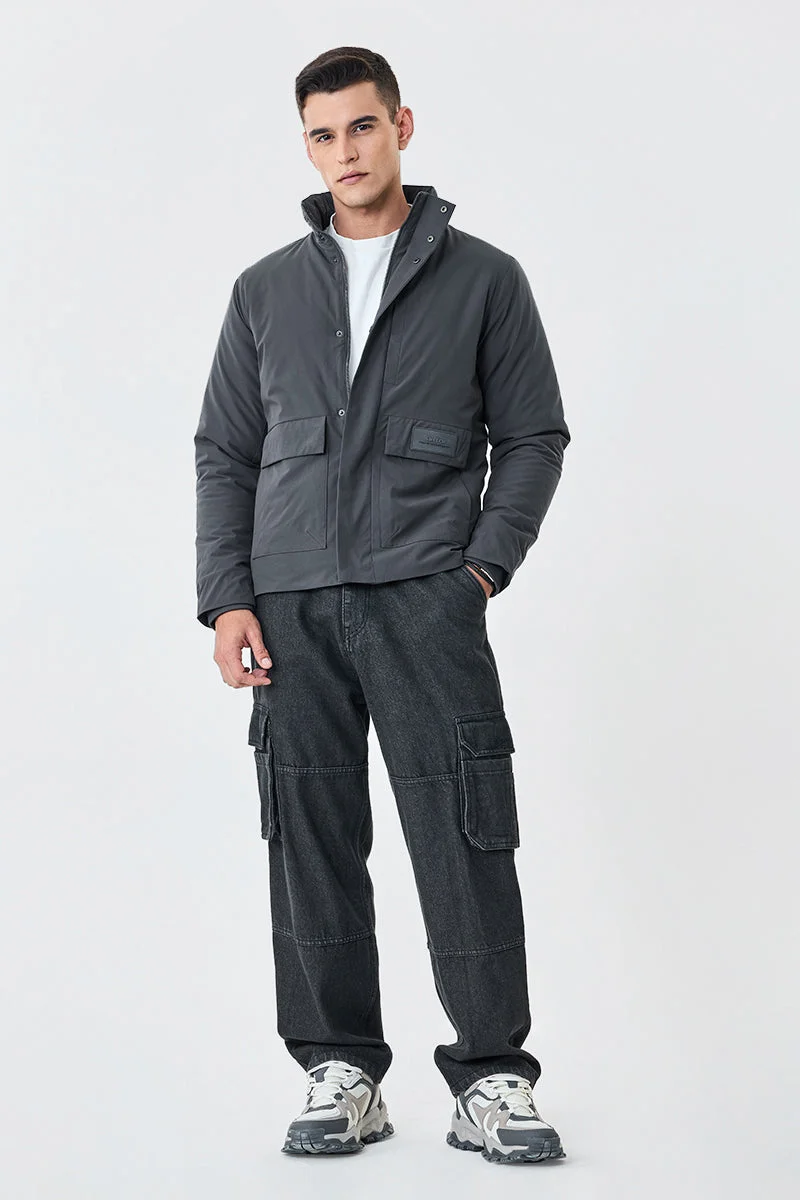 SNITCH جاكيت بسحاب وياقة عالية وجيبين