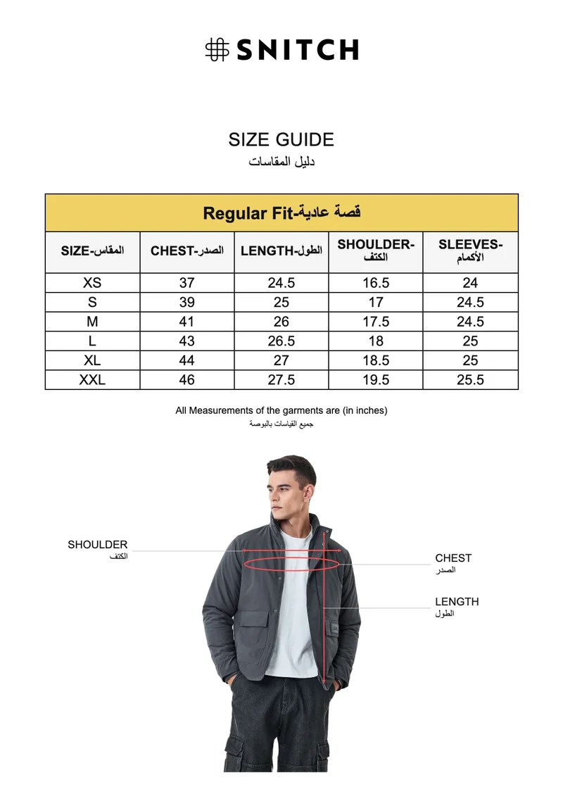 Snitch Grey Double Pocket High Neck Zipper Jacket for Men | Best Price UAE