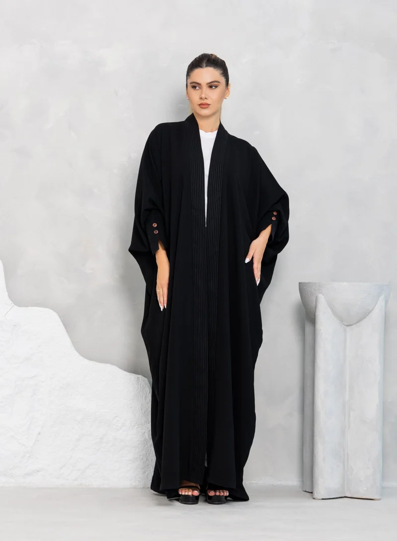 Nikias Linen Bisht Abaya with Thread Work on Cuffs & Front