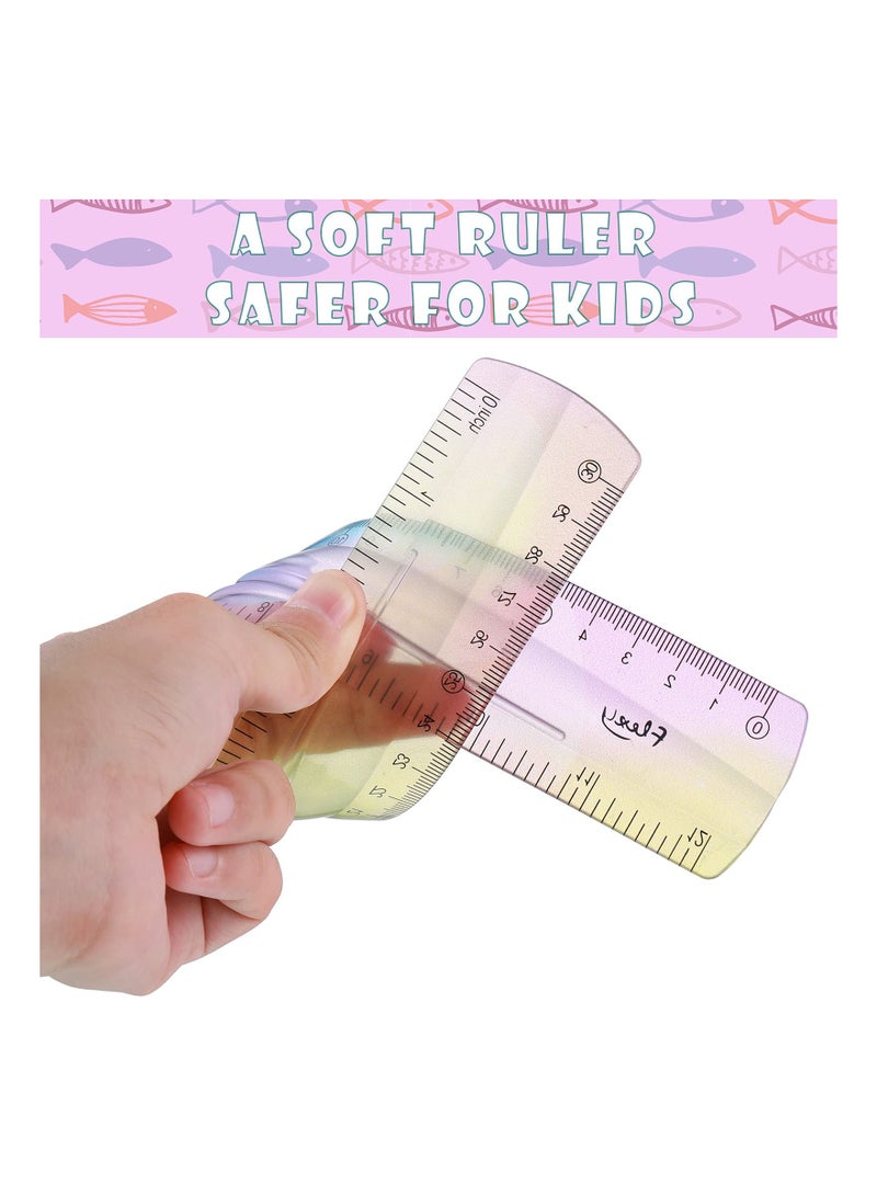 Generic Flexible Ruler Set - 6 Pieces of 12, 8, and 6 Inch Soft Bendable Plastic Rulers for Kids and Students with Inch and Centimeter Measurements. Perfect for School and Home Use!  - Image 3