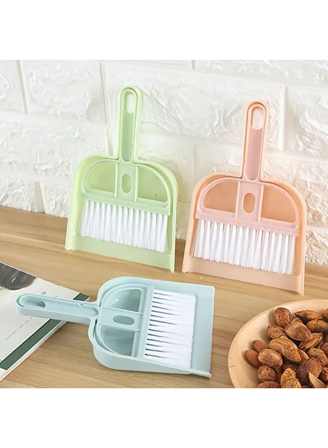 Green Desktop Mini Broom Set With Dustpan And Crevice Brush 2 Pieces Home Cleaning Combo Kit For Creative Use - Image 1