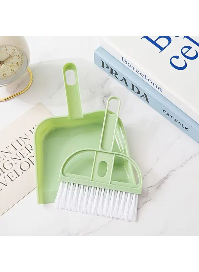Green Desktop Mini Broom Set With Dustpan And Crevice Brush 2 Pieces Home Cleaning Combo Kit For Creative Use - Image 5