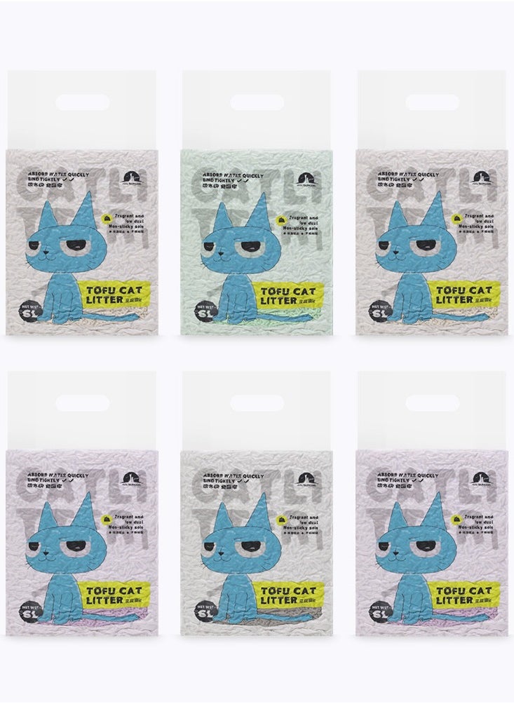 TaoTaoPets TaoTaoPets 6 Packs 6L Clumping Biodegradable Absorbent Fragrance Soft Natural Been Tofu Cat Litter (36L)  - Image 1