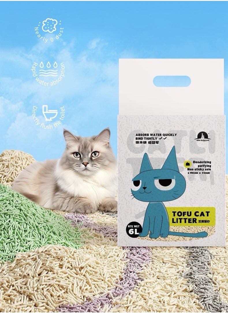 TaoTaoPets TaoTaoPets 6 Packs 6L Clumping Biodegradable Absorbent Fragrance Soft Natural Been Tofu Cat Litter (36L)  - Image 2