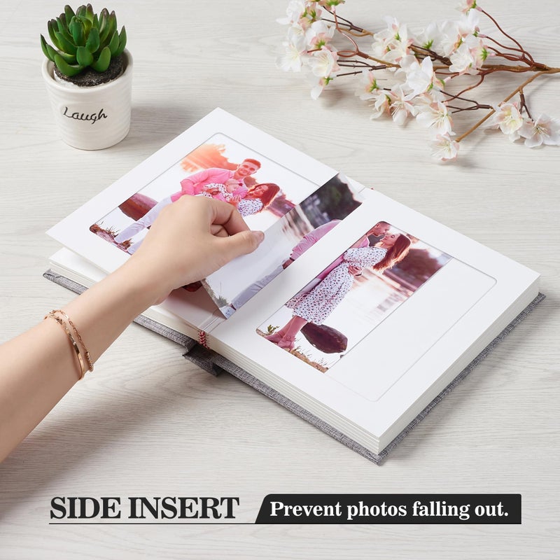 Pssoss Photo Album 5x7 with Writing Space Linen Cover 5x7 Photo Album Book Holds 30 Photos Ideal for Wedding Theme-Album and Baby Photo Albums (Black 30 Pockets) - Image 3