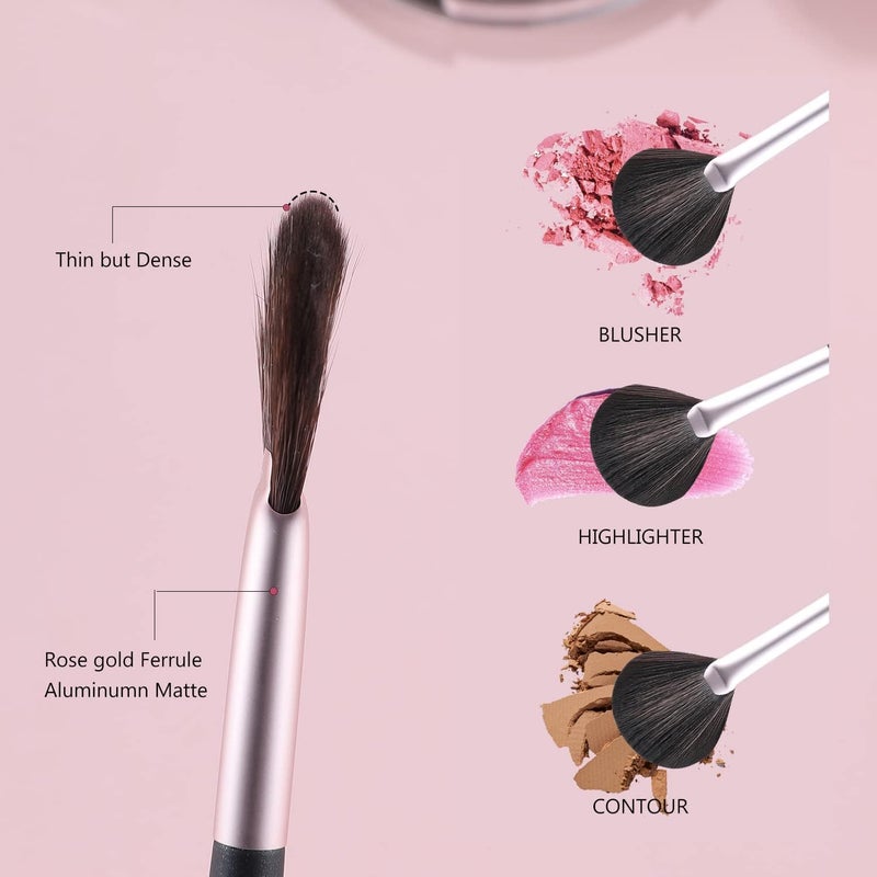 Ruby Face RUBYFACE BEILI Fan Brush Professional Blush Brushes Soft Vegan Synthetic Makeup Brush for Face Highlighting,Buffing and Blending with Powder Cream Cosmetics Blusher Highlighter Applicator Eyeshadow Brush - Image 4