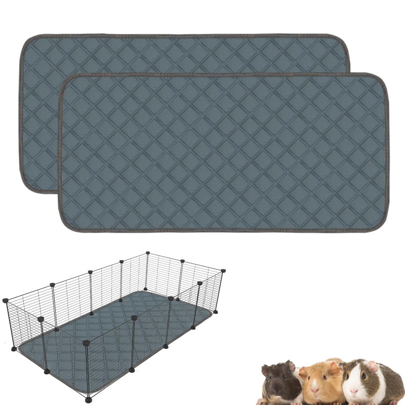 Mooydee 2 Pack Guinea Pig Cage Liners Washable Guinea Pig Bedding Super Absorbent  Waterproof  Non Slip Reusable Guinea Pig Pee Pads for Small Animals Cages Rabbit Hamster Rat  48 x 24