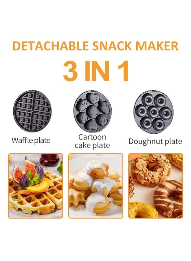 sokany 3-in-1 Waffle Maker – Non-Stick Multi Snacks Maker with Waffle, Donut & Cartoon Cake Plates, Detachable Plates, 600W, SK-08006 – Easy to Clean & Perfect for Breakfast & Snacks - Image 5