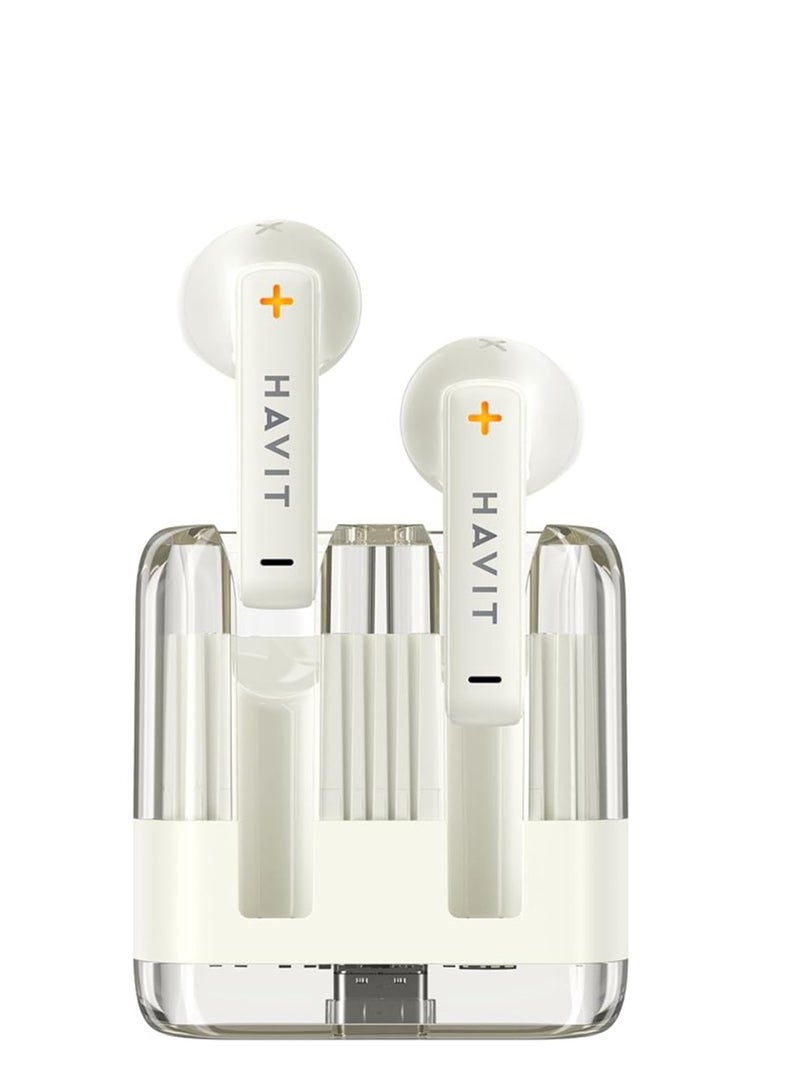 HAVIT TW981 True Wireless Earbuds – Bluetooth 5.3, Touch Control, 13mm Drivers, Ergonomic Fit, 4h Playtime (20h with Charging Case) – BEIGE - Image 1