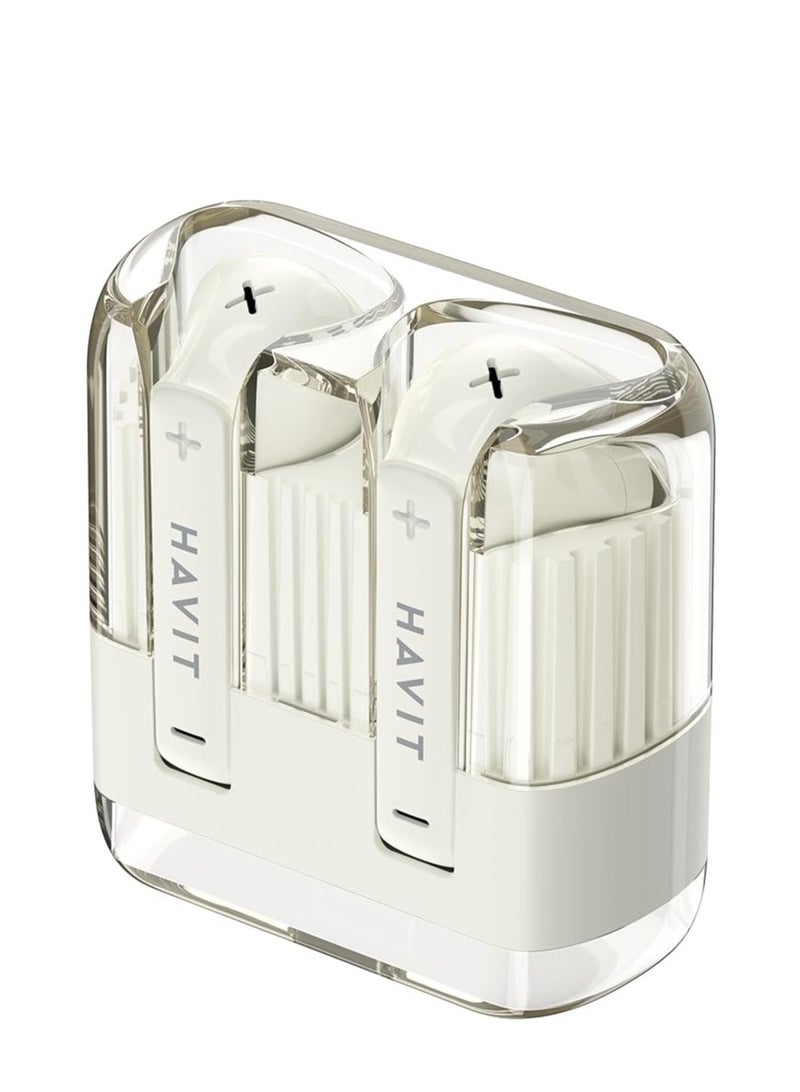 HAVIT TW981 True Wireless Earbuds – Bluetooth 5.3, Touch Control, 13mm Drivers, Ergonomic Fit, 4h Playtime (20h with Charging Case) – BEIGE - Image 2