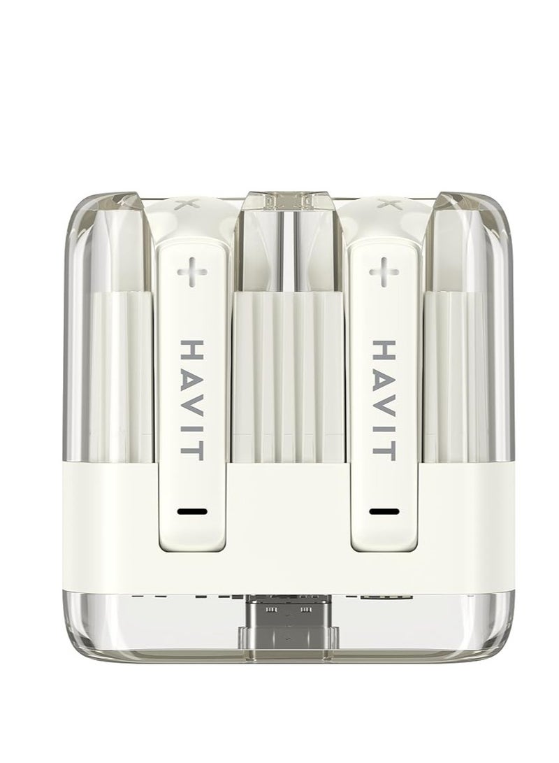 HAVIT TW981 True Wireless Earbuds – Bluetooth 5.3, Touch Control, 13mm Drivers, Ergonomic Fit, 4h Playtime (20h with Charging Case) – BEIGE - Image 3