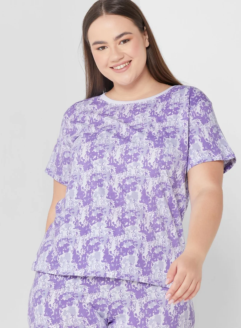 Ginger Plus Printed T-Shirt And Pyjama Set
